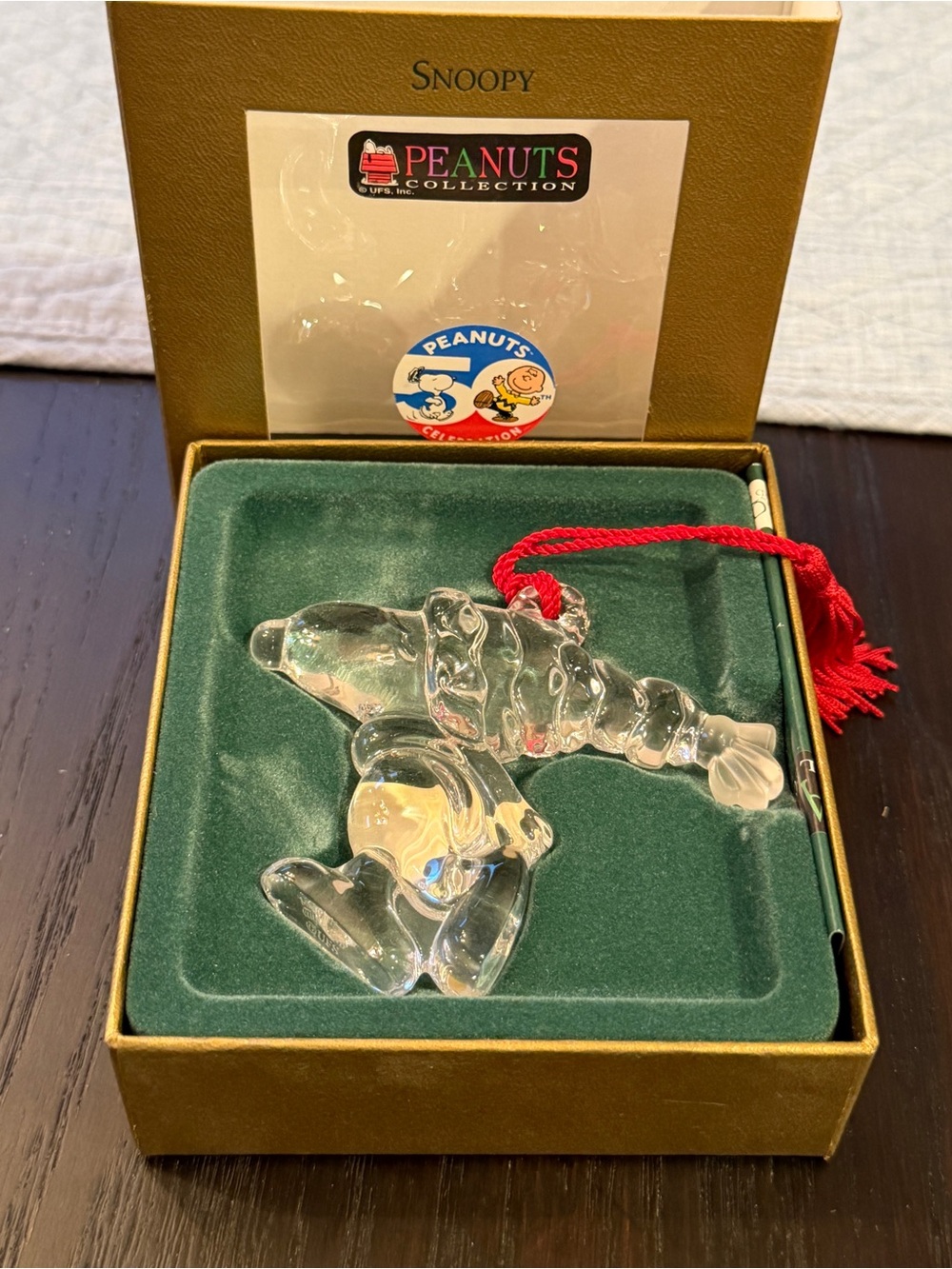 Marquis by Waterford Peanuts 50th Anniversary Snoopy Crystal Ornament